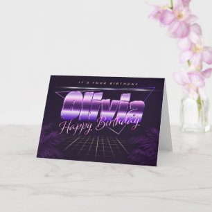 Olivia Name Vorname lila retro Karte Geburtstag Card