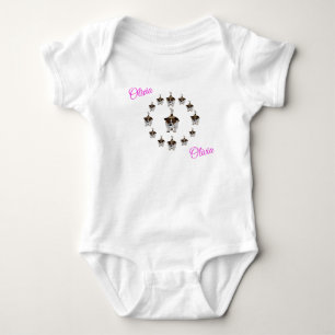 "Olivia" Name With Fox Terriers, Baby Bodysuit
