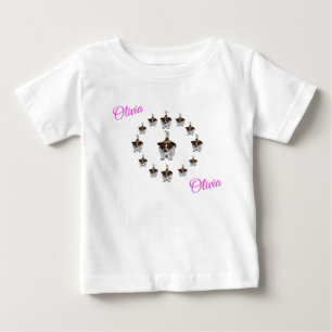 "Olivia" Name With Fox Terriers, Baby Tshirt