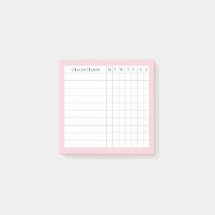Olivia Personalized Habit Tracker in Blush Post-it Notes