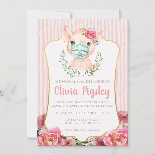 Olivia Pigsley Baby shower par Mail Invitation (Devant)