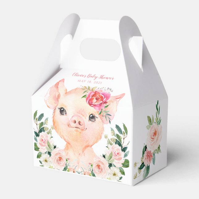 Olivia Pigsley  - Pig Baby Shower Favor Box (Front Side)