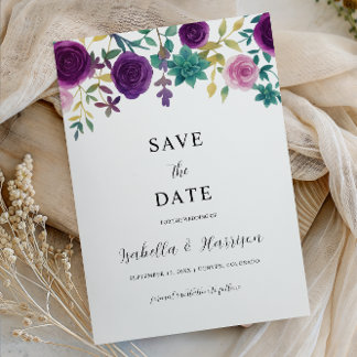 OLIVIA | Purple Floral Save the Date Template