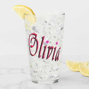 "Olivia" Red And Pink Olivia Name, Glass