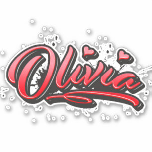 Olivia red heart graffiti Autocollants