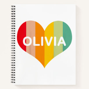 Olivia Retro Vintage Heart Name Notebook