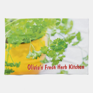 Olivia’s Fresh Herb Kitchen Custom Name Art Towel