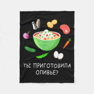 Olivier Salad Lover Russian New Years Russian Gift Fleece Blanket