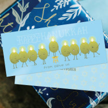 Oliviers de Hanoukka Menorah | Carte de voeux de g