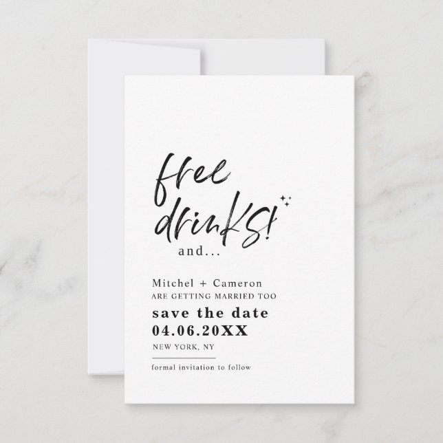 Ollie | Free Drinks Save the Date Announcement (Front)