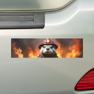 Ollie The Otter Fire Fighter,  Bumper Sticker