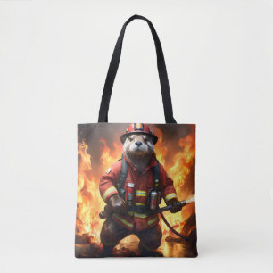 Ollie The Otter Fire Fighter, Tote Bag