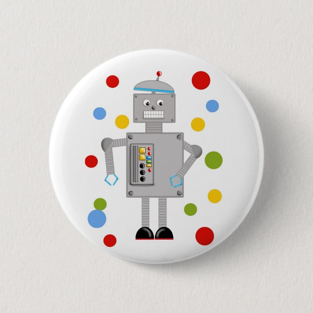 Ollie The Robot 2 Inch Round Button (Front)