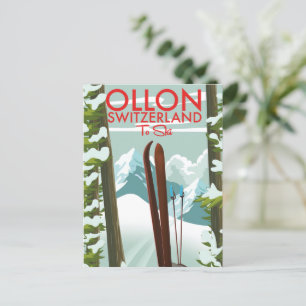 Ollon Switzerland Ski  Postcard