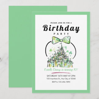 olorful Rainbow Castle Girls 10th Birthday Invitat Invitation