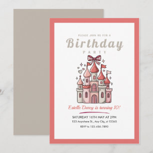 olorful Rainbow Castle Girls 10th Birthday Invitat Invitation