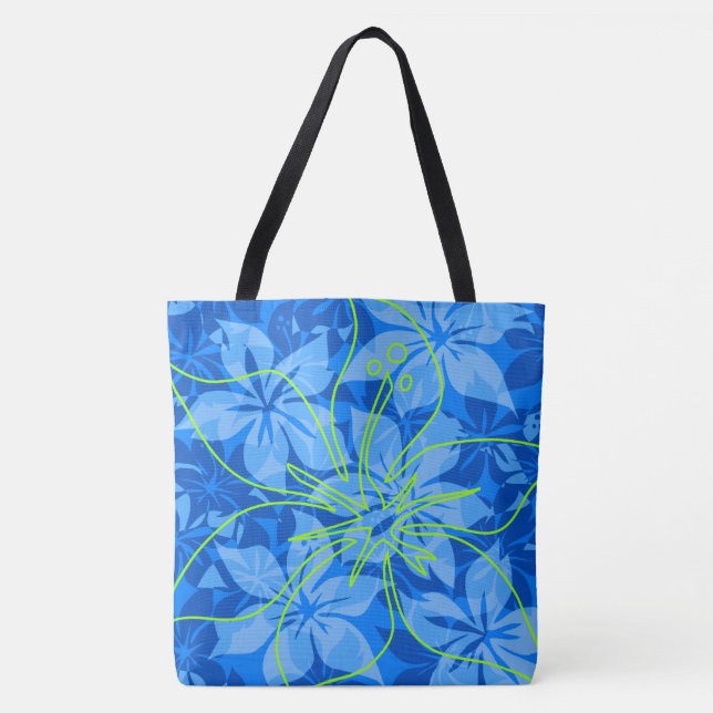 Olowalu Hibiscus Hawaiian Camo Beach Bag (Front)