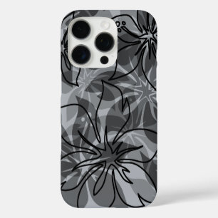 Olowalu Hibiscus Hawaiian Camo Grey iPhone 16 Pro Case