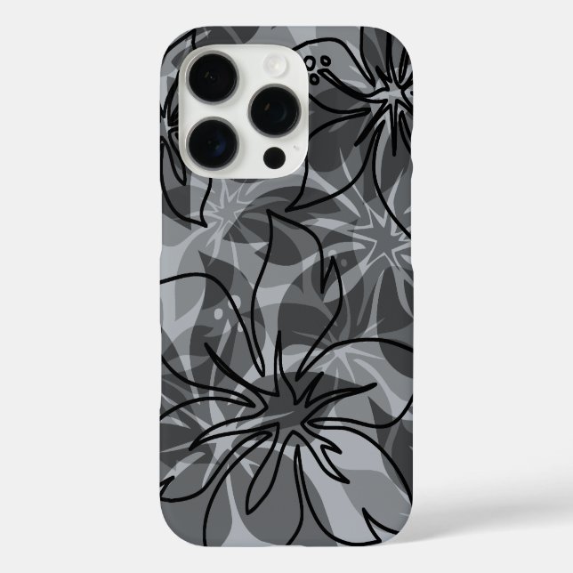Olowalu Hibiscus Hawaiian Camo Grey Case-Mate iPhone Case (Back)