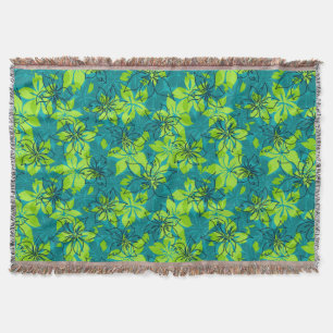 Olowalu Hibiscus Hawaiian Camo Throw Blankets