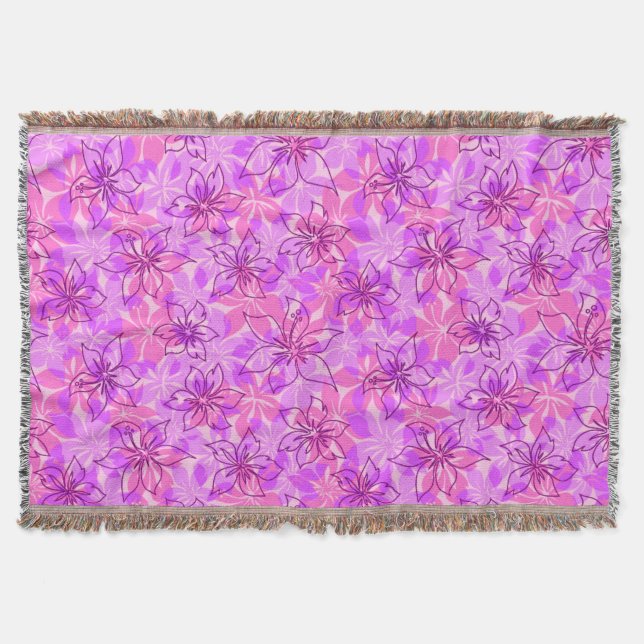Olowalu Hibiscus Hawaiian Camo Throw Blankets (Front)
