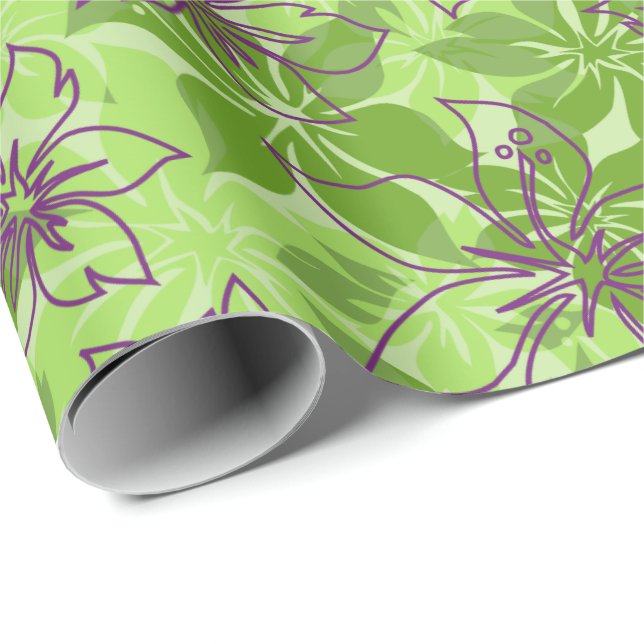 Olowalu Hibiscus Hawaiian Camo Wrapping Paper (Roll Corner)