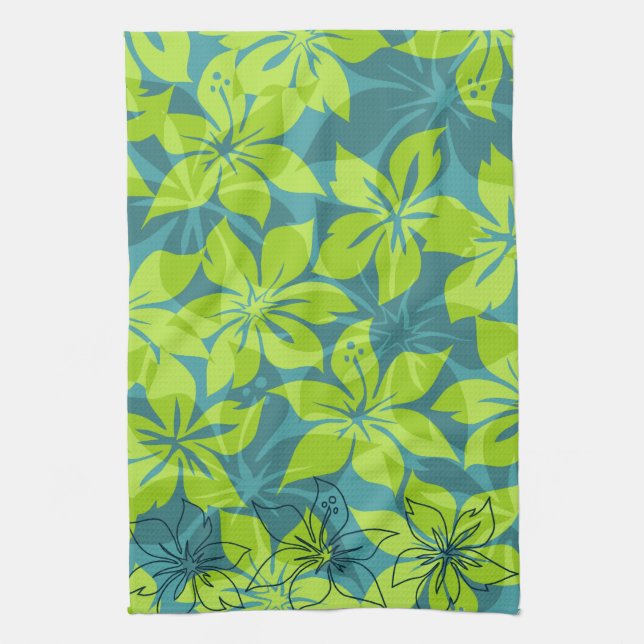 Olowalu Hibiscus Hawaiian Kitchen Towel (Vertical)