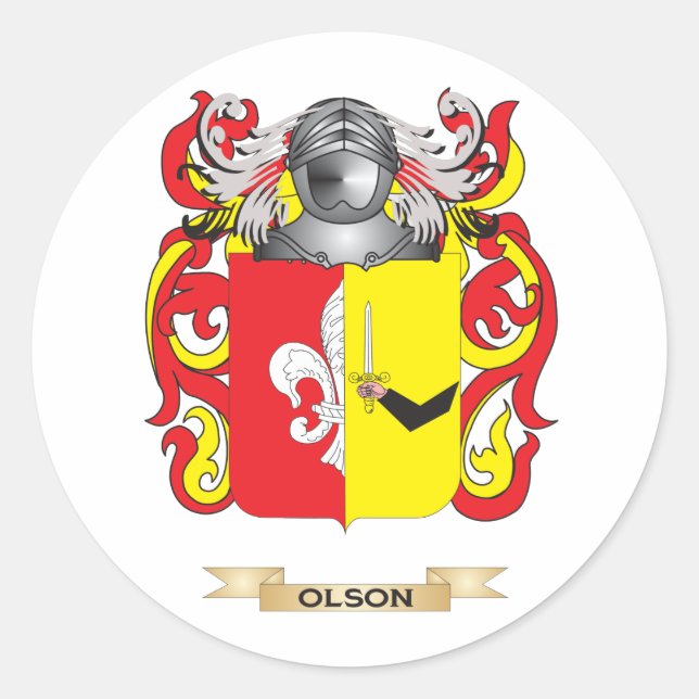 Olson Coat of Arms (Family Crest) Classic Round Sticker (Front)