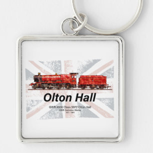 Olton Hall Vintage Steam Train English Locomotive  Keychain