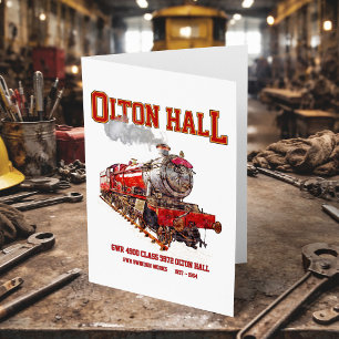 Olton Hall Vintage Steam Train English Locomotive  Thank You Card
