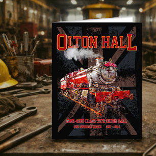 Olton Hall Vintage Steam Train English Locomotive  Thank You Card