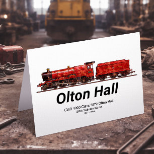 Olton Hall Vintage Steam Train English Locomotive Thank You Card