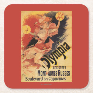 Olympia Nightclub Girl Crashing Cymbals Square Paper Coaster