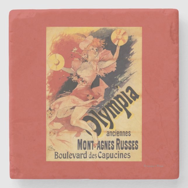 Olympia Nightclub Girl Crashing Cymbals Stone Coaster (Front)