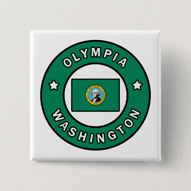Olympia Washington 2 Inch Square Button (Front)