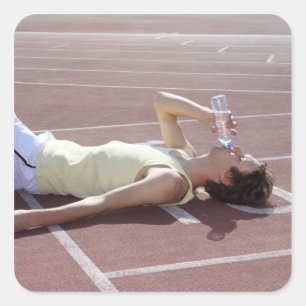 Olympic 2012 Athlete drinking after race Square Sticker