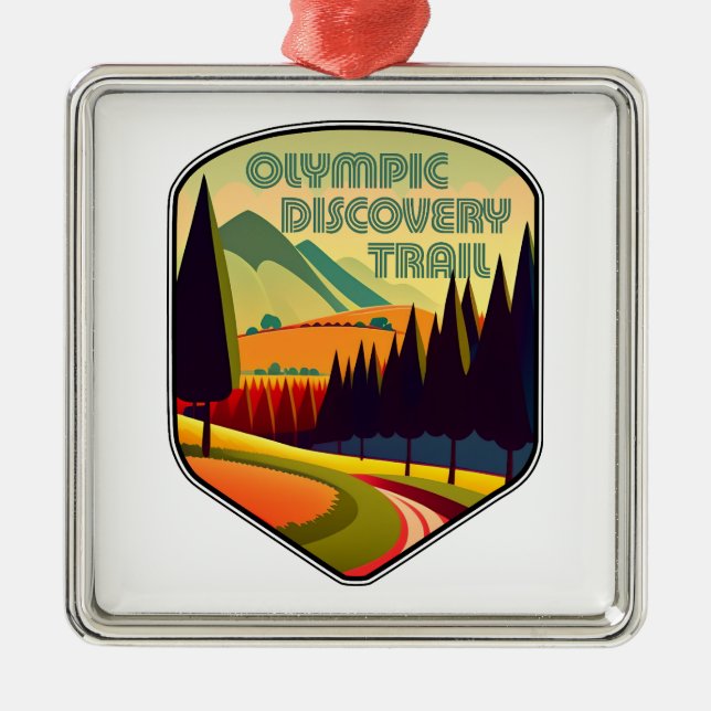 Olympic Discovery Trail Washington State Colours Metal Ornament (Front)