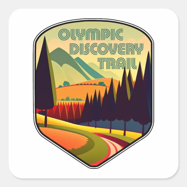 Olympic Discovery Trail Washington State Colours Square Sticker (Front)