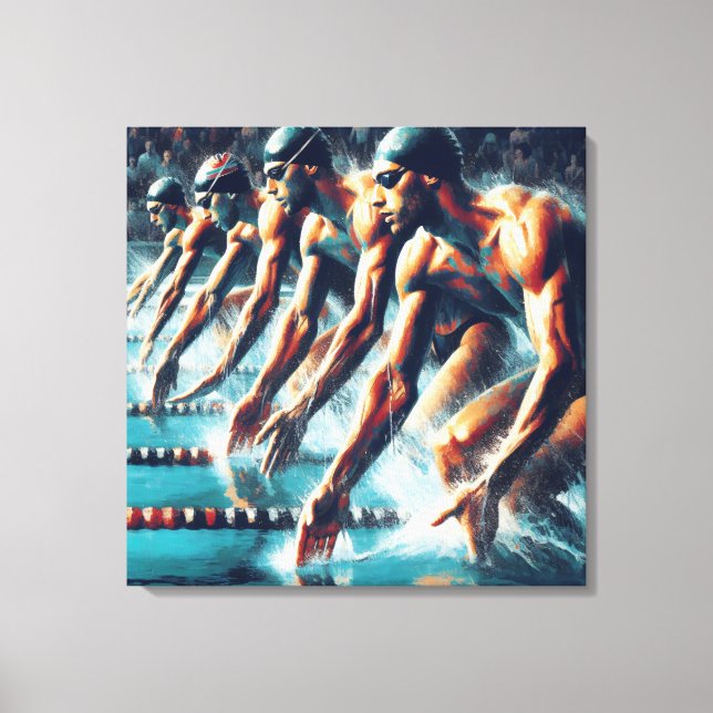 Olympic Games: Swimmers Ready to Start Canvas Print (Front)