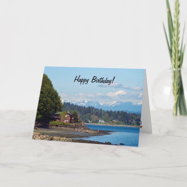Olympic Mountains from Pt. Defiance Birthday Card (Front)
