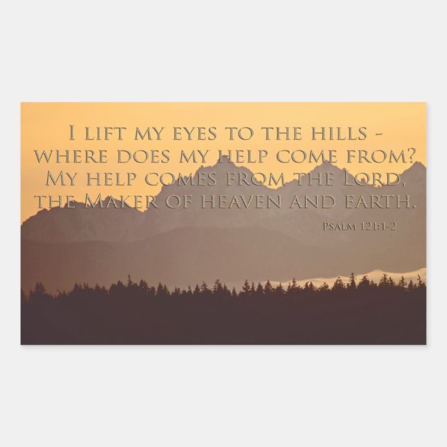 olympic mountains with psalm 121:1-2 sticker (Front)