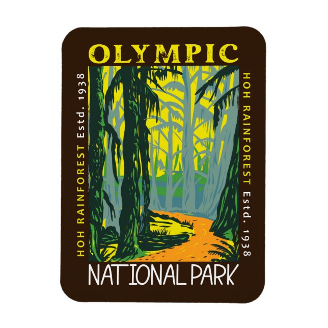 Olympic National Park Hoh Rainforest Distressed  Magnet (Vertical)