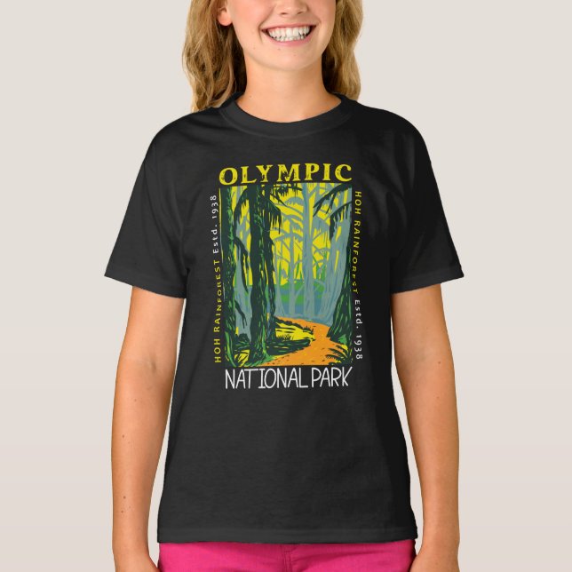 Olympic National Park Hoh Rainforest Distressed  T-Shirt (Front)