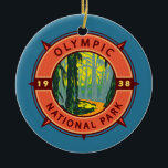 Olympic National Park Hoh Rainforest Retro Compass Ceramic Ornament<br><div class="desc">Olympic vector artwork design. The park sprawls across several different ecosystems,  from the dramatic peaks of the Olympic Mountains to old-growth forests.</div>