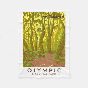 Olympic National Park Hoh Rainforest Travel Art Fleece Blanket