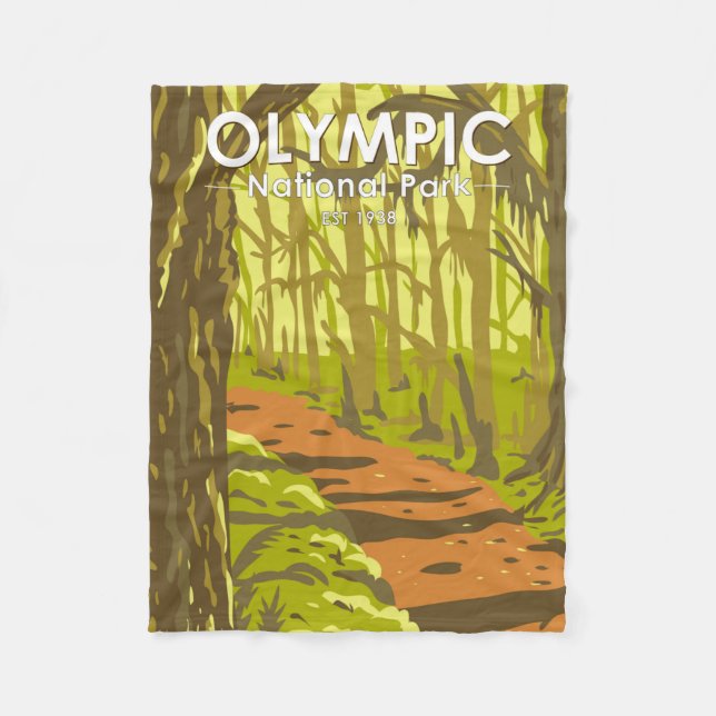 Olympic National Park Hoh Rainforest Washington  Fleece Blanket (Front)