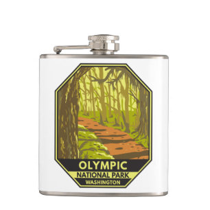 Olympic National Park Hoh Rainforest Washington  Hip Flask