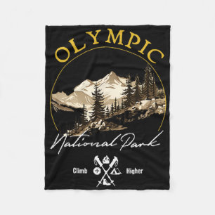 Olympic National Park Retro Vintage Apparel - Souv Fleece Blanket