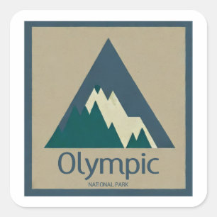 Olympic National Park Rustic Square Sticker
