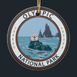 Olympic National Park Sea Otter Circle Ceramic Ornament<br><div class="desc">Olympic vector artwork design. The park sprawls across several different ecosystems,  from the dramatic peaks of the Olympic Mountains to old-growth forests.</div>